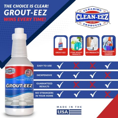 Clean-eez Grout Cleaner 2 Pack with Stand-Up Brush Attachment - Stain Remover Heavy-Duty Scrubber - Bathroom Shower Ceramic Porcelain Tile &amp Grout Only - Easy Control Flip Top Cap - 32 oz.
