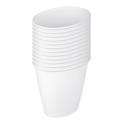 Sterilite 1.5 Gallon Oval Vanity Wastebasket Small Open Top Trash Can for the Bathroom Bedroom Dorm Room or Office Plastic White 12-Pack