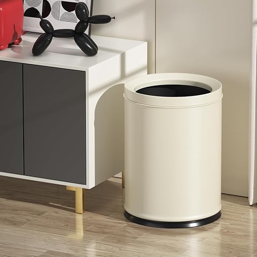 12L/3.1GAL White Bathroom Trash Can Without Lid Small Wastebasket for OfficeMetal Garbage Can for BedroomChildren's Room Powder RoomHotelBank (12L-White)