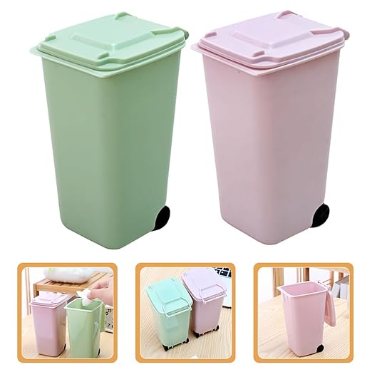 STOBAZA Multifunctional Small Desk Trash Can Mini Trash Cans for Desks Lid for Kitchen