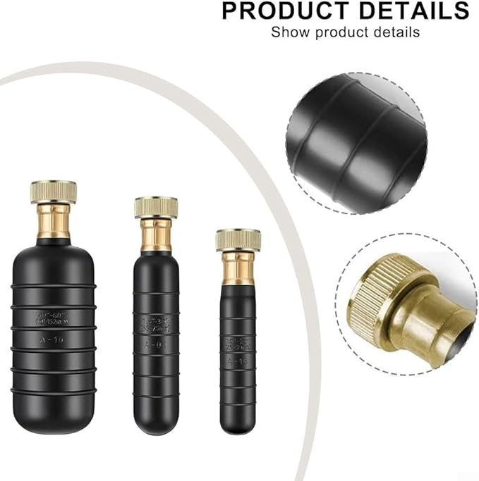Drain Cleaning Bladder Set 3 Pieces Unblocks Tough Clogs High Pressure Water Stream for 1 to 6 Inch Pipes with 300cm Tube(green)