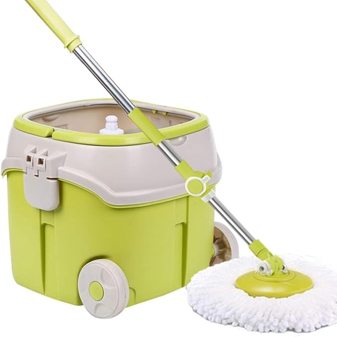 Mop 2-in-1 Rotary Spin and Detachable Bucket Set with Microfiber Pad Magic Floor and Stainless Steel Spinning