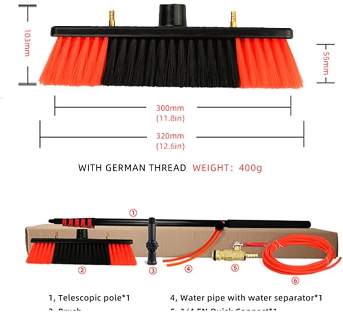30 ft Window Cleaning Kit with Extension Pole/Telescopic Water Fed Brush System