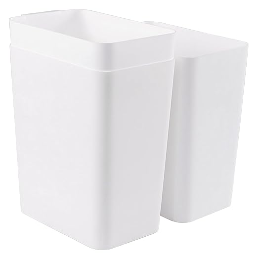 3 Packs 4.5 Gallon Plastic Wastebasket Open-top Trash Can White