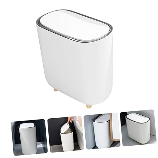 Cabilock Bathroom Trash Can Press Lid Slim Garbage Bin for Kitchen Office and Bathroom Compact Design for Spaces Versatile Wastebasket for Use