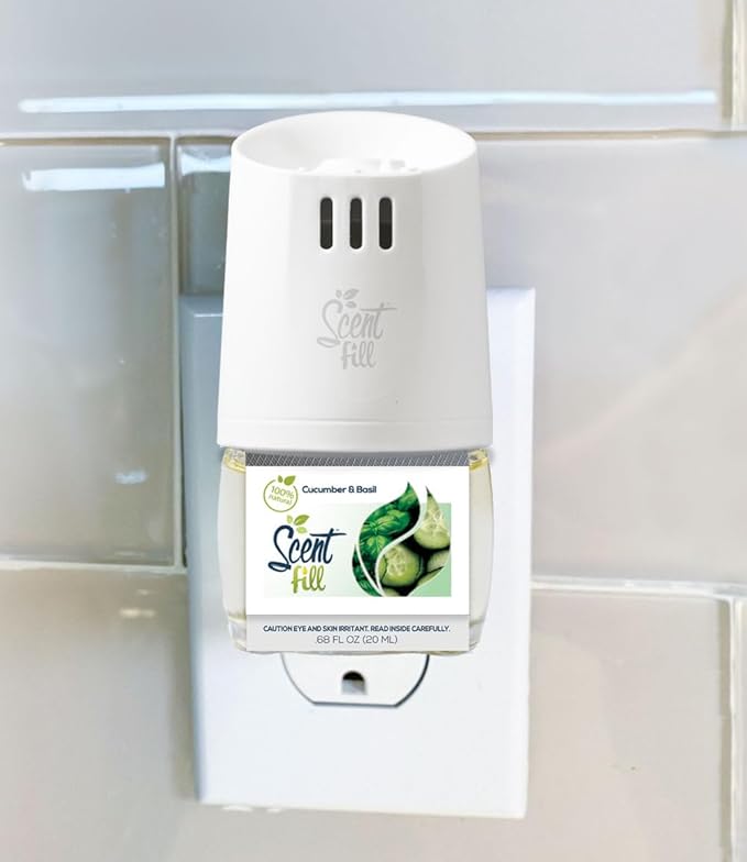 Scent Fill 100% Natural Cucumber Basil Plug in Air Freshener Scented Oil Refills 3 Refills