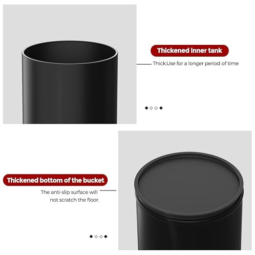 10L/2.6GAL Black Bathroom Trash Can with Swing LidBedroom Garbage can with lid Small Trash Bin for BathroomBedroomOfficeLiving RoomHotelBank