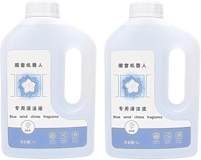2pcs Window Cleaning Robot Parts. 1L Glass Solution. Window Liquid. Compatible For Ecovacs W1PRO W920 W880 Floor Blue Wind Chime Liquid