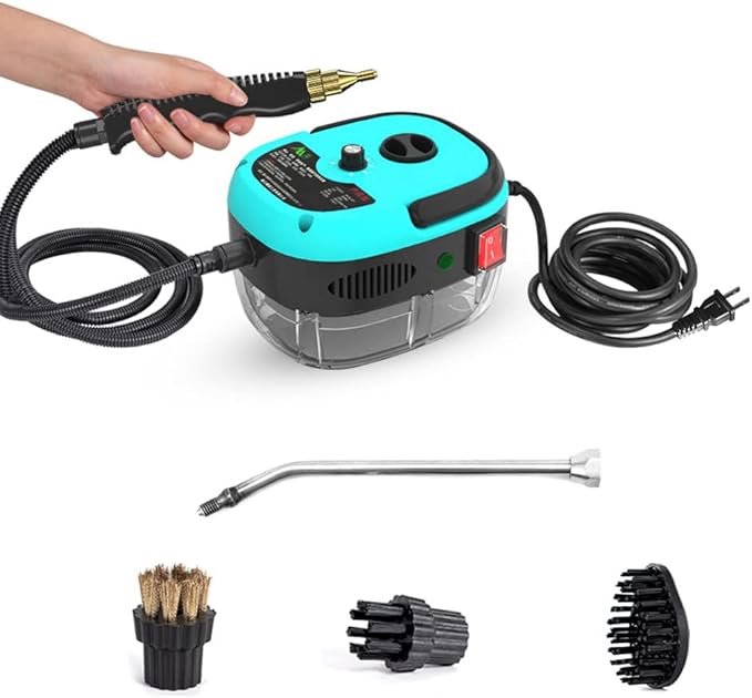 2500W Handheld Steam Cleaner Portable High Temperature Pressurized Steam Cleaning Machine with Brush Heads for Kitchen Furniture Bathroom Car