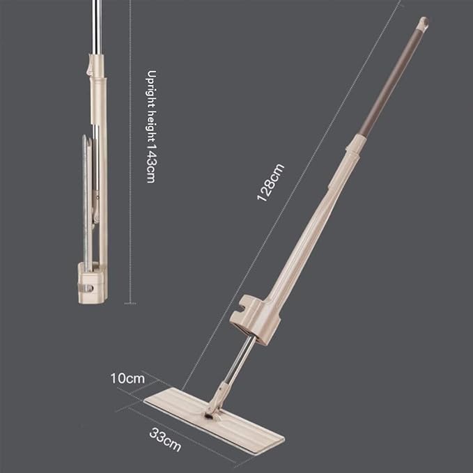 Professional Flat Floor Mop with 180° Rotation Automatic Reset Wet &amp Dry Cleaning for Wood Tile Laminate Floors – Stainless Steel Microfiber Cloth