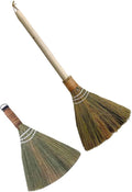 2pcs Handmade Soft Brooms with Detachable Handles Rustic Manual Cleaning Brushes for Indoor and Outdoor Home Use Space-Saving Lightweight Design