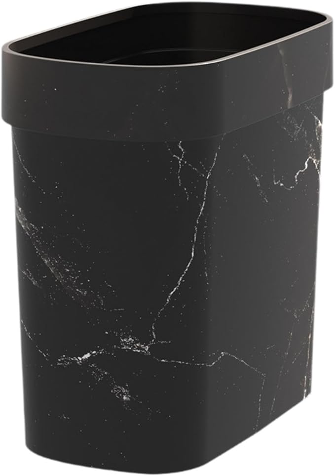 Marble Wastebasket Garbage Basket Garbage Bin Without Lid Household Trash Bin Garbage Container for Living Room Office Home Black