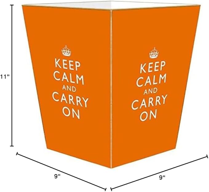 Orange Keep Calm and Carry On Wastepaper Basket