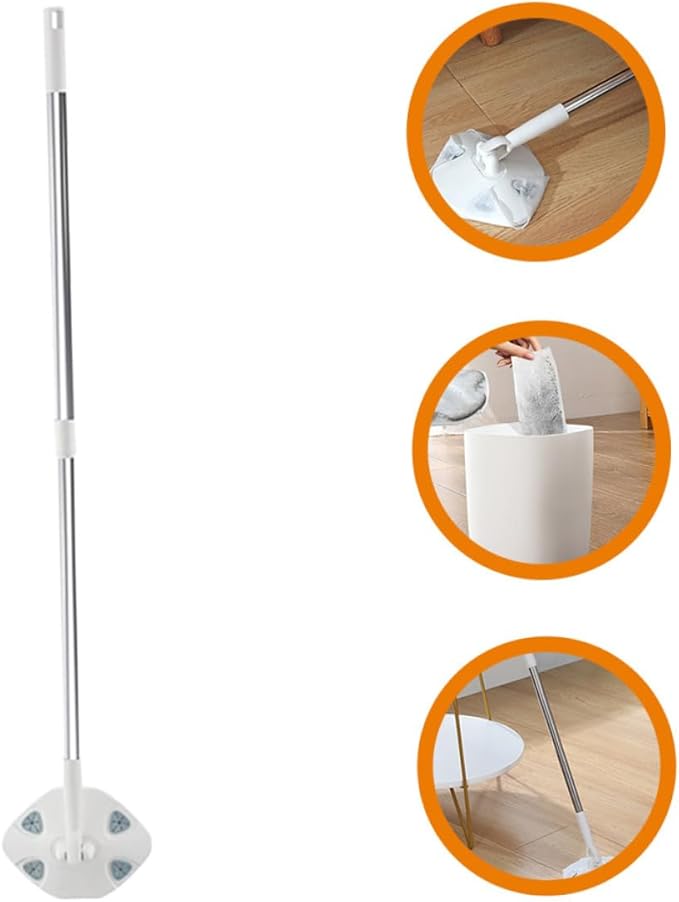 Rotatable Dust Mop with Retractable Handle Triangle Cleaning Mop Head for Household Dust Removal and Convenient Floor Cleaning