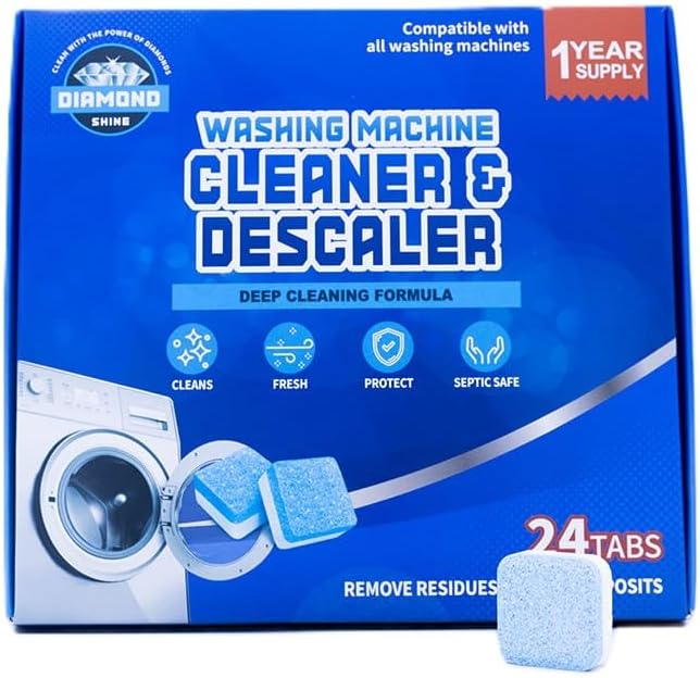 Diamond Shine Appliance Cleaner Bundle – 24 Tabs Each – Dishwasher Tablet Garbage Disposer &amp Washing Machine Descaler – Septic Safe Deodorizes Fresh Scent – 1-Year Supply