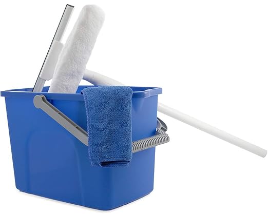 Unger - 978902 Window Washing Starter Kit with 2-in-1 Microfiber Combi Collapsible Pole Microfiber Cloth and Bucket