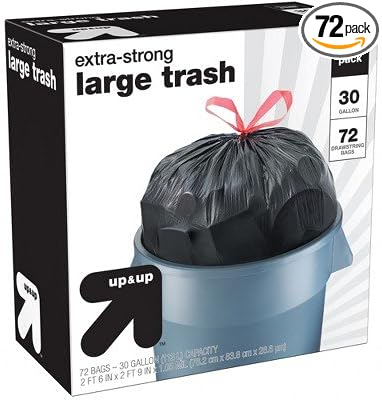 Large Drawstring Trash Bags - 30gal - 72ct - up &amp up Black