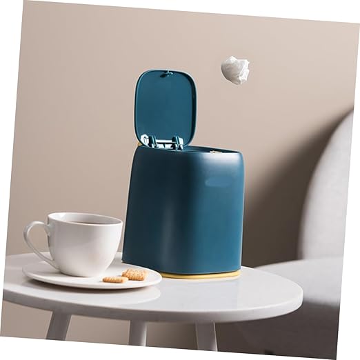 Mini Portable Garbage Bin with Press Cover for Office and Home Odor Sealing Trash Friendly Material Compact Waste Basket for Car Desk and Living Room Use