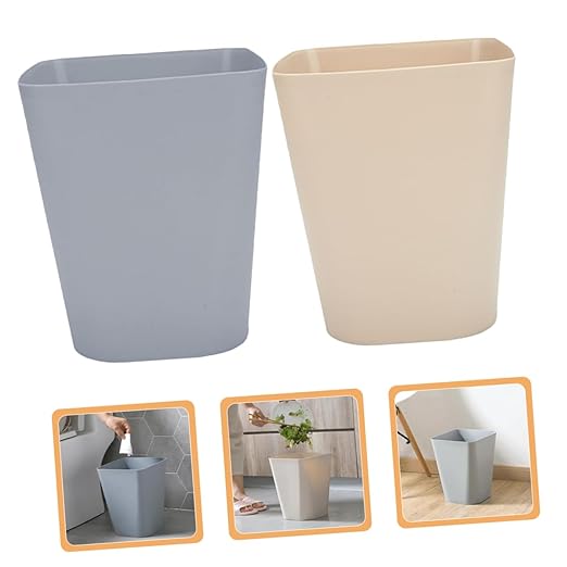 2pcs Large Capacity Trash Can Plastic Wastebasket for Office Home Hotel for Kitchen Bathroom Living Room Grey
