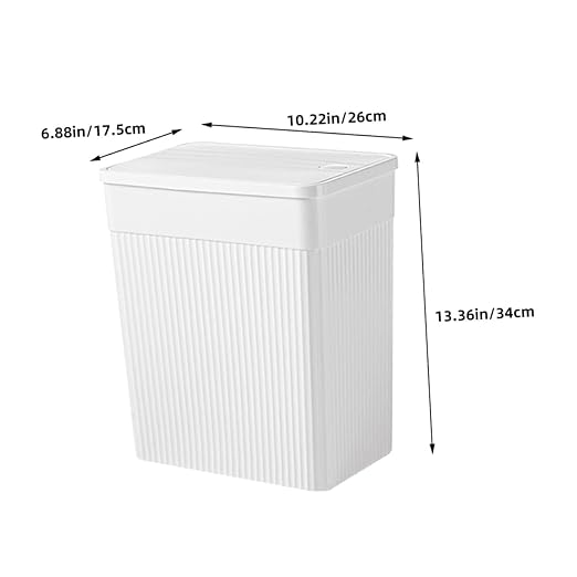 VALICLUD Bathroom Trash Can with Press Lid Large White Narrow Garbage Bin Plastic Wastebasket for Home and Toilet Use