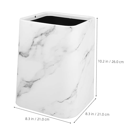 Amosfun Double Layer Marble Wastebasket for Home Kitchen and Office Modern Trash Can No Lid Stylish Trash Bin for Bathroom and Bedroom Decor