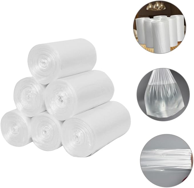 6 Rolls Thickened Plastic Trash Bags for Home Kitchen and Bathroom Flat Opening Garbage Bags 45x50cm Disposable Waste Liners for Bedroom and Household Use