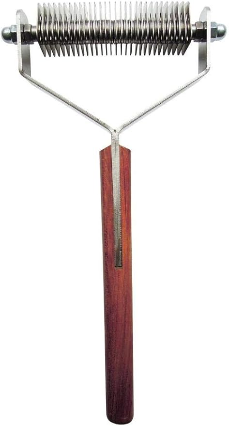 Mars Coat King Double Wide Dematting Undercoat Grooming Rake Stripper Tool for Dogs and Cats Stainless Steel with Wooden Handle for Thick Coats 30-Blade Stripper for Groomers Pet Owners