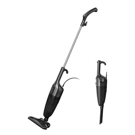 Corded Stick Vacuum Cleaner Lightweight High Power Handheld Vac with Crevice Tool for Home Apartment Carpet Pet Hair &amp Hardwood Floors Black