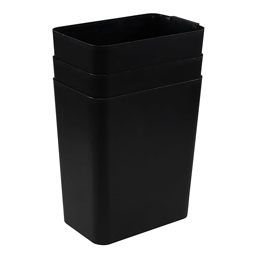 4.5 Gallon 3 Pack Rectangular Plastic Wastebasket Small Garbage Bin Slim Trash Can for Kitchen Bathroom Office Black