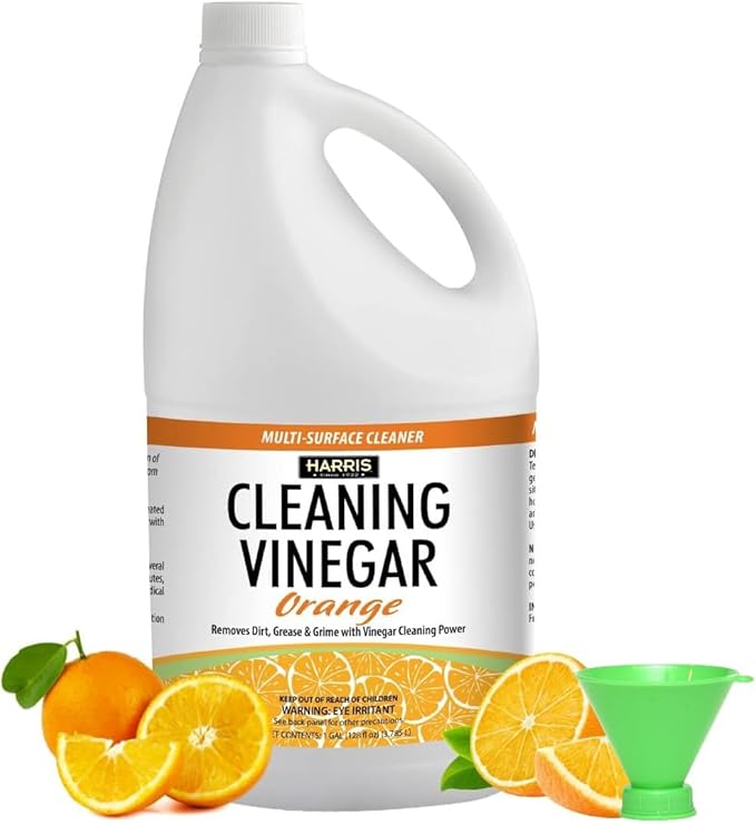 Harris Multi-Purpose Vinegar Household Surface Cleaner Orange Scent 128oz Easy Pour Funnel Included