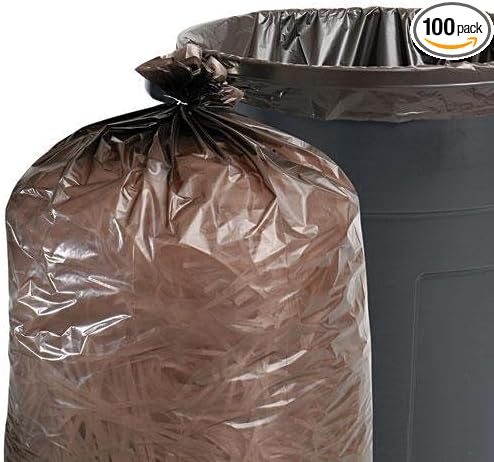 T3340B15 100% Recycled Plastic Garbage Bags 33gal 1.5mil 33 x 40 Brown 100/Carton