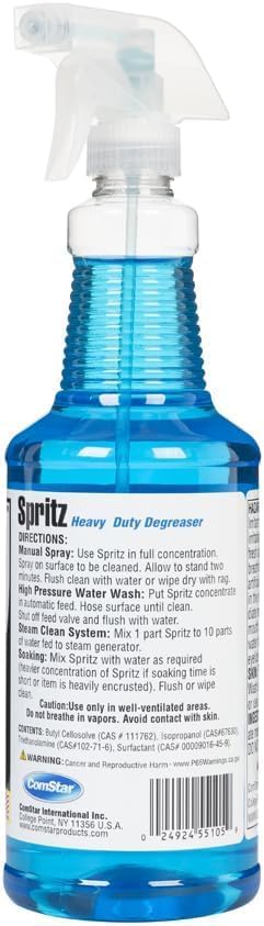 ComStar Spritz Heavy Duty Degreaser1 Quart Industrial Oil &amp Grease Cleaner Removes Carbon Dirt &amp Grime Ideal for Machinery Tools Floors &amp Household Surfaces Multi-Purpose Cleaning
