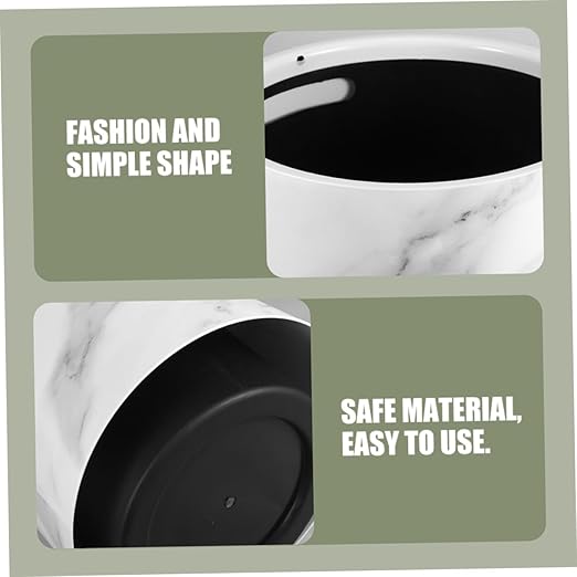 IMIKEYA Marble Pattern Wastebasket Lidless Trash Bin for Home Office Modern Design for Living Room Kitchen Bathroom Versatile Garbage Container for Hotels