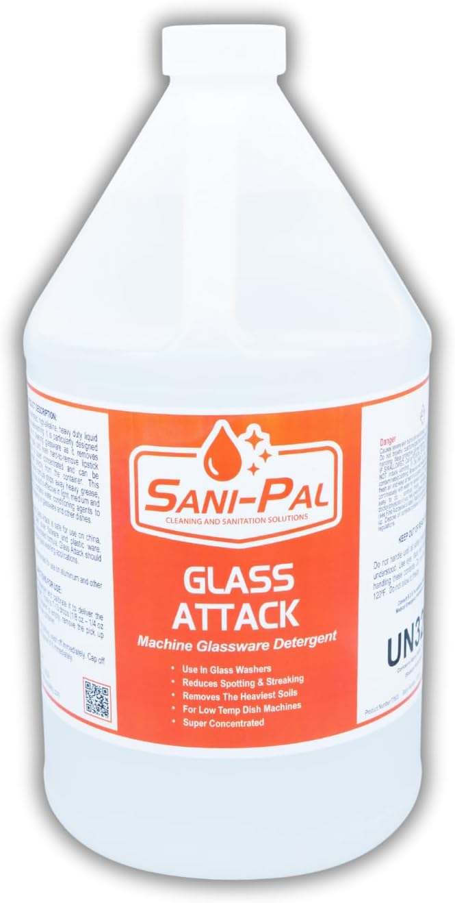 Glass Attack highly concentrated high-alkaline heavy duty liquid detergent for machine warewashing 128 fl oz Lemon Scent