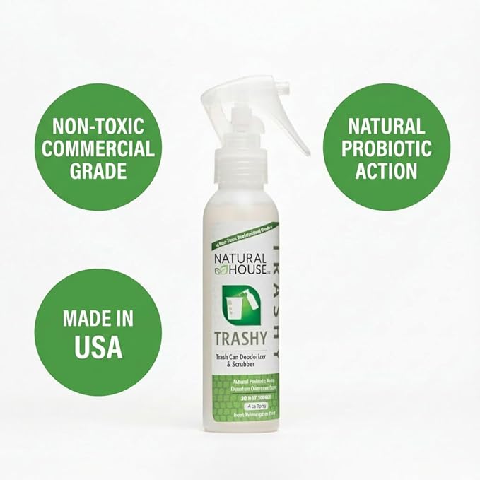 Natural House Trashy - Probiotic Trash Can Deodorizer Spray - Plant-Based Odor Remover - Non-Toxic - Botanical Scent - 128 oz
