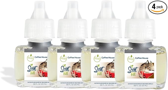 Scent Fill Coffee House Plug in Air Freshener 4 Scented Oil Refills