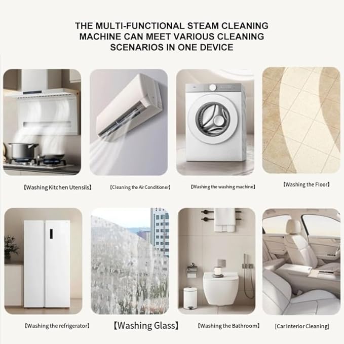 Handheld Steam Cleaner 1500W High-Pressure Steamer for Cleaning 1-99 Min Timer &amp 6 Steam Settings 1.2L Capacity with Brush Heads Ideal for Kitchen Bathroom Tile and Car Interior