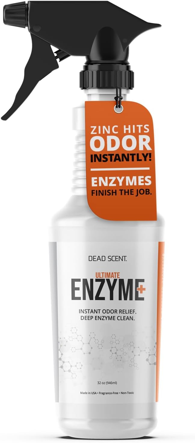 Ultimate Enzyme+ Cleaner – Professional-Grade Odor and Stain Eliminator for Pet Smells Basements Garages and More – Fragrance-Free Powerful Enzyme Formula for Home Use (32 oz)
