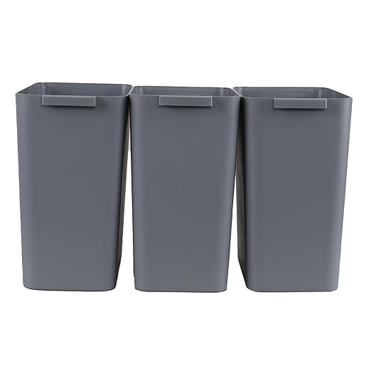 4.5 Gallon Rectangular Plastic Wastebasket Plastic Trash Wastebasket 3 Packs Gray