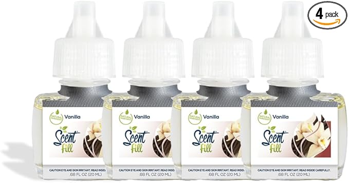 Scent Fill Vanilla Plug in Air Freshener 4 Scented Oil Refills