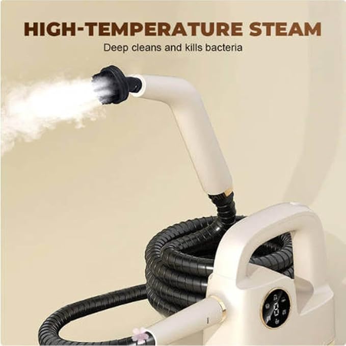 Handheld Steam Cleaner 300ml Tank Supports Steamer for Cleaning High Pressure Steam Cleaner for Home/Car Detailings/Fabric etc. Separate Design|Digital Display|Two Cleaning Methods (White)