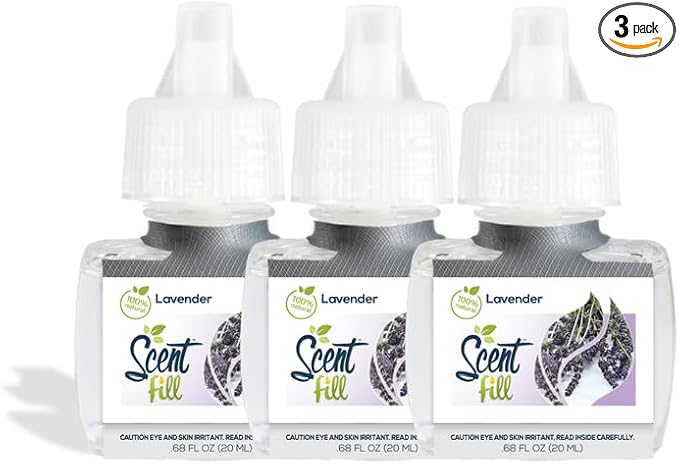 Scent Fill 100% Natural Lavender Plug in Air Freshener Scented Oil Refills 3 Refills
