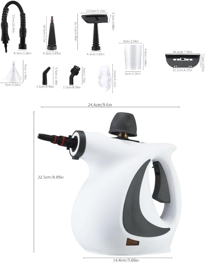 Handheld Steam Cleaner 10 in 1 Portable Pressure Multi Purpose Cleaner with 9pcs Accessories for Upholstery Furniture Sofa Couch Floor Tile Grout Car