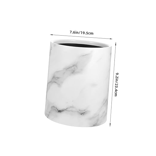 Marble Pattern Trash Can Dual Layer Wastebasket for Home Office Kitchen Round Lidless Garbage Container Sturdy Plastic Design for Living Room and Bathroom