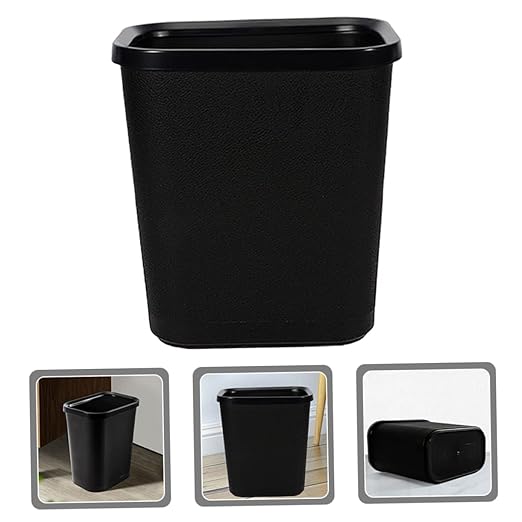 Vaguelly Plastic Trash Can Household Wastebasket for Bathroom Bedroom Office Design Easy to Clean No Lid Fire Resistant Space Saving Garbage Bin for Use