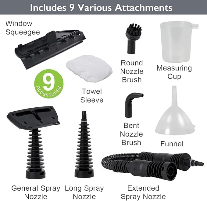 Steam Cleaner Handheld Portable Pressurized Steamer for Cleaning Multi-purpose Steamer with Several Accessories Deep Cleaning Steam Cleaner for Home Upholstery Grime Car Grout and Floor