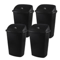 4-Pack 13 Gallon Waste Basket with Swing-Top Lid Black Garbage Bin Commercial Trash Can for Kitchen Outdoor Garage and School Fits 13 Gal Liners