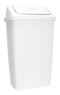 13 Gallon Trash Can Plastic Swing Top Kitchen Garbage Trash Can (White)