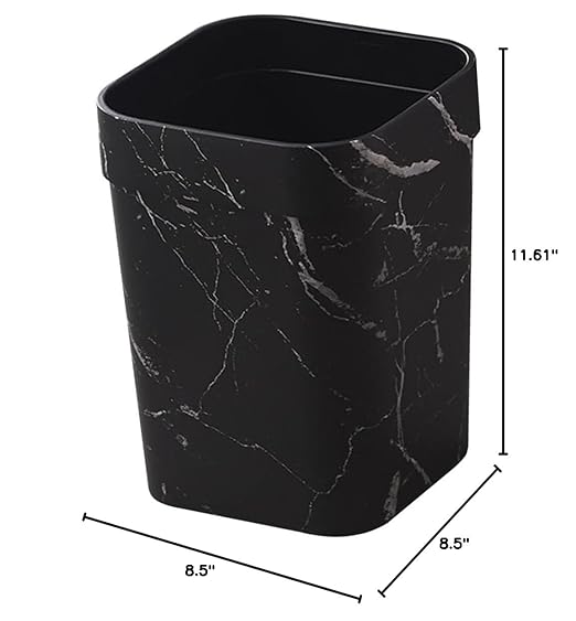 Happyyami Marble Trash Can Decorative Garbage Container for Home Office Bathroom Stylish Non Slip Waste Basket Compact Versatile Design for Kitchen Living Bedroom