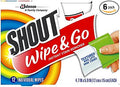 Shout Wipe &amp Go Instant Stain Remover Wipes No Wash Required Safe on Colorfast Washables Travel &amp Baby Diaper Bag Essentials Removes Grass Coffee Makeup &amp More 12 Wipes (Pack of 6)